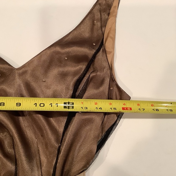 Adrianna Papell Formal Mini Dress Size 12P VNeck Black Beaded Lace Overlay - Picture 7 of 15